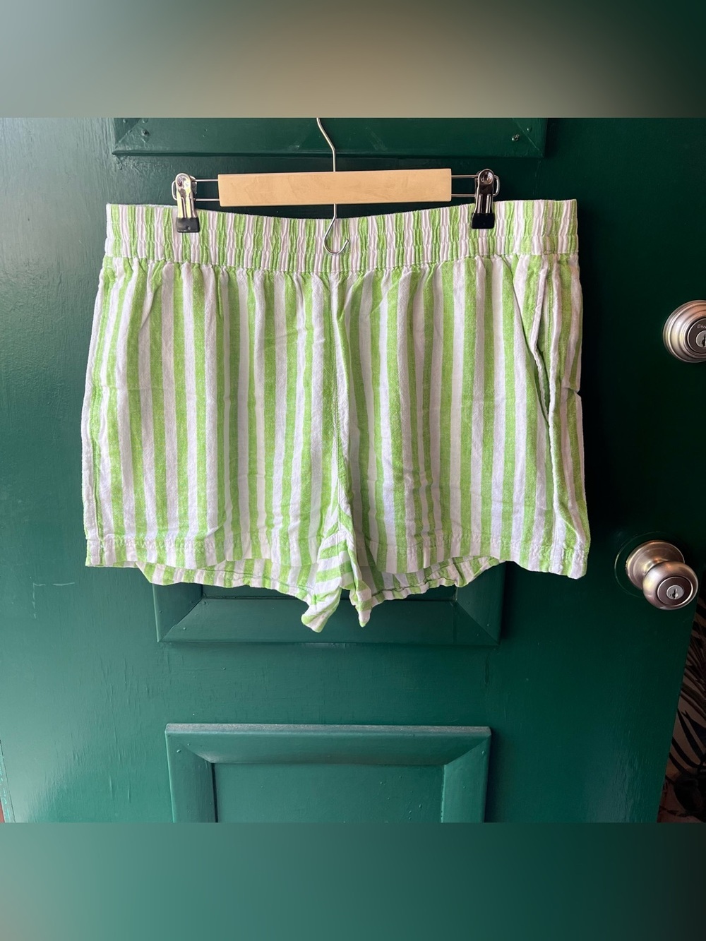 Old Navy Green and White Striped Lounge Shorts